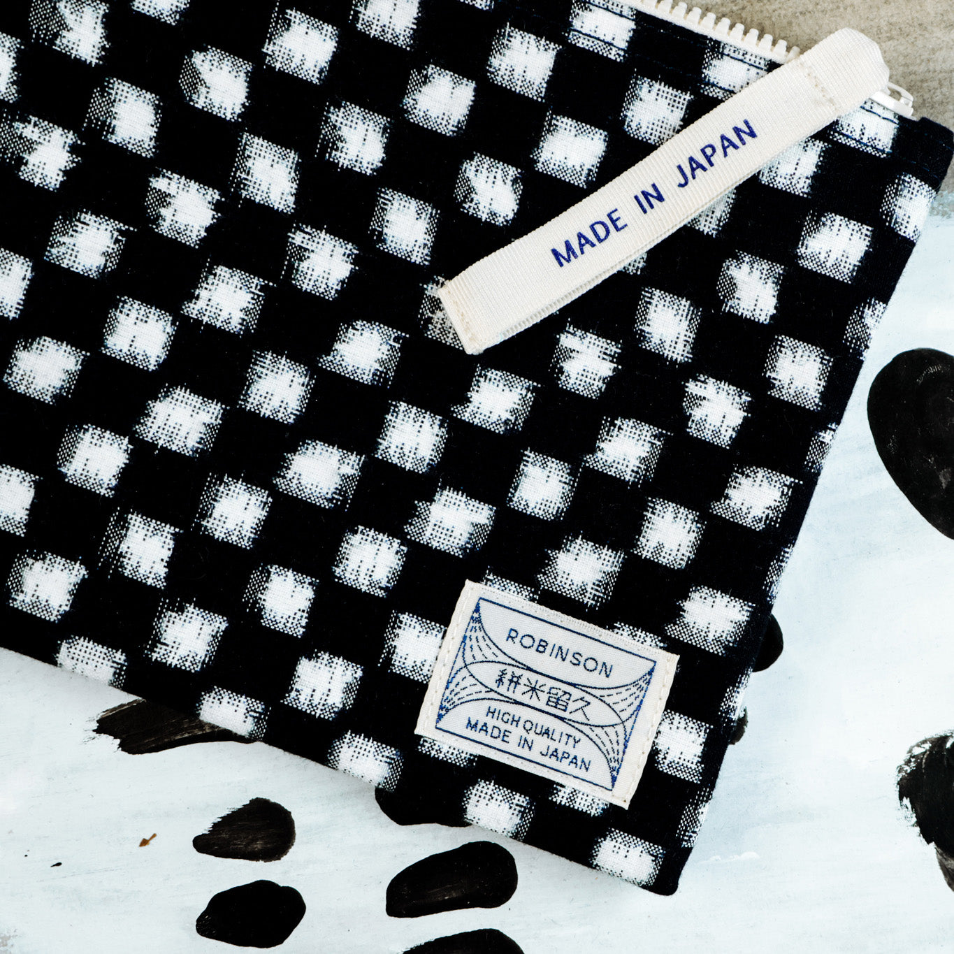 Pouch S Check Navy/White