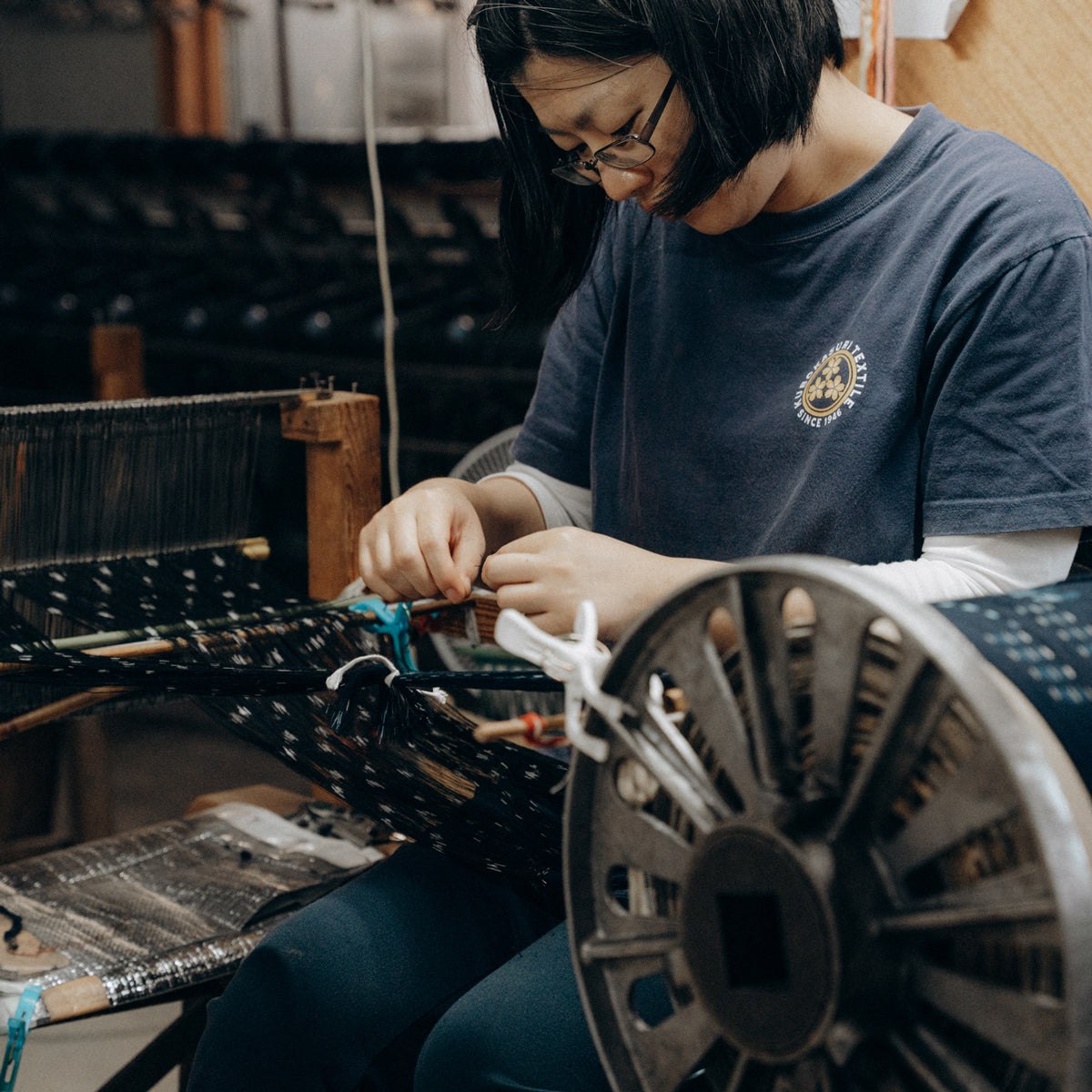 Pouch S Check Navy/White