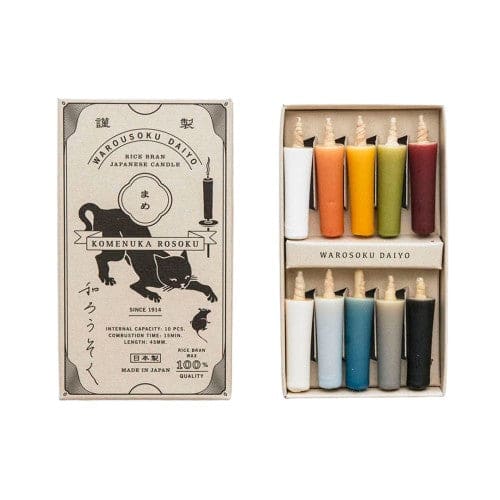 Bougies artisanales en cire de riz couleurs douces - Paquet de 10