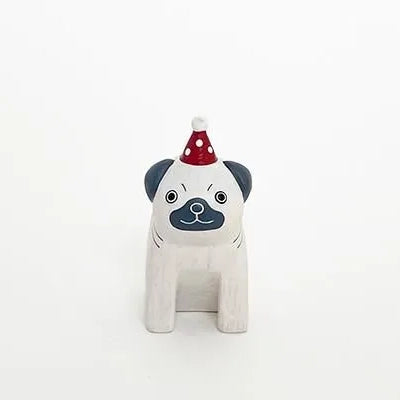 Wooden Figurine – Pug – Christmas