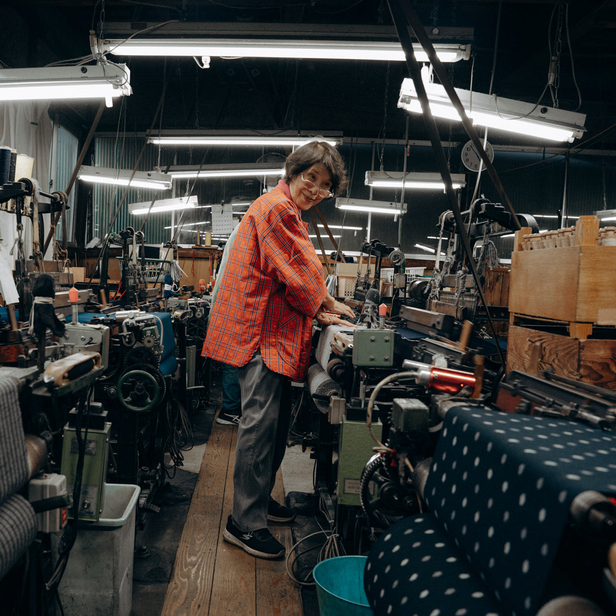 Pouch S Square dot Navy/White