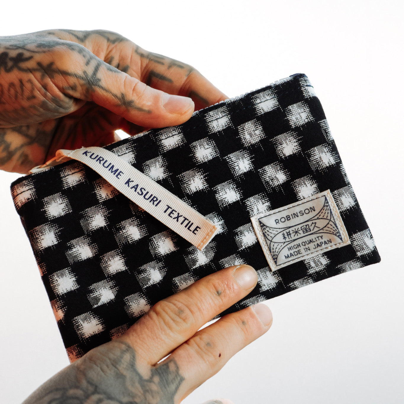 Pouch S Check Navy/White