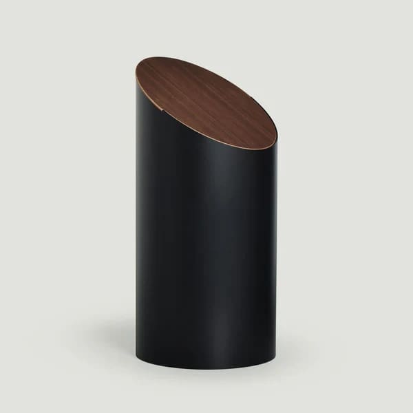 Corbeille à papiers - ’SWING BIN’ - Noir couvercle noyer - M - CORBEILLE À PAPIER