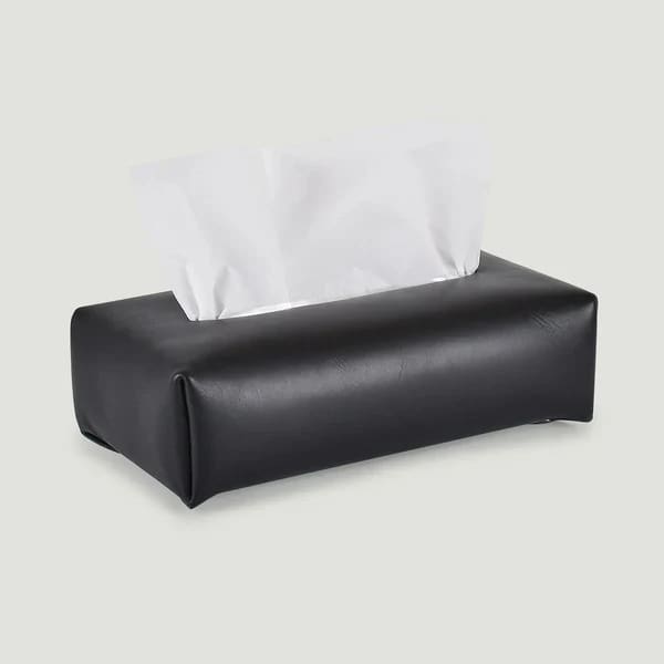 Couvre-boite à mouchoir - Cuir huilé noir - MEUBLES