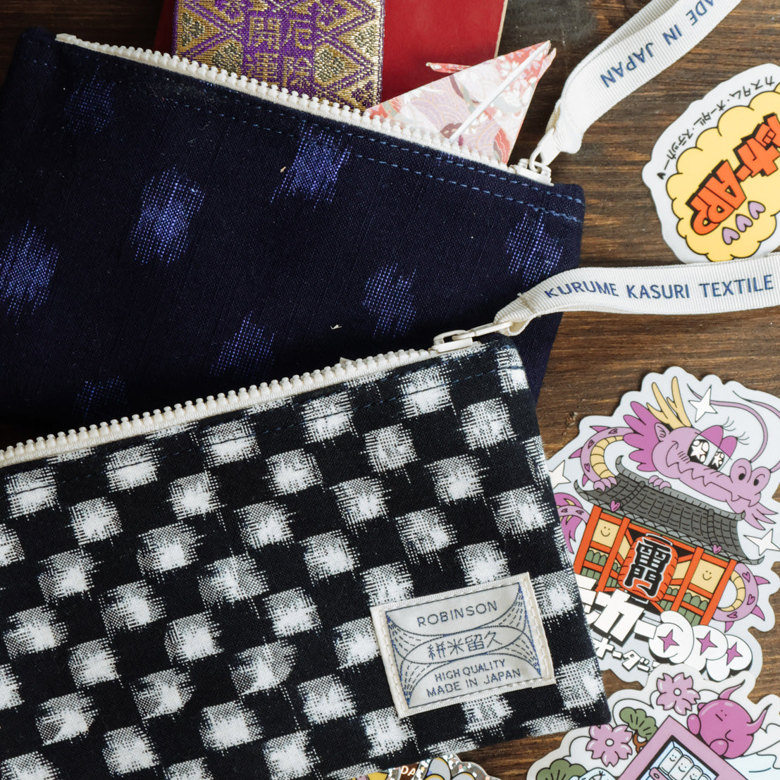 Pouch S Check Navy/White