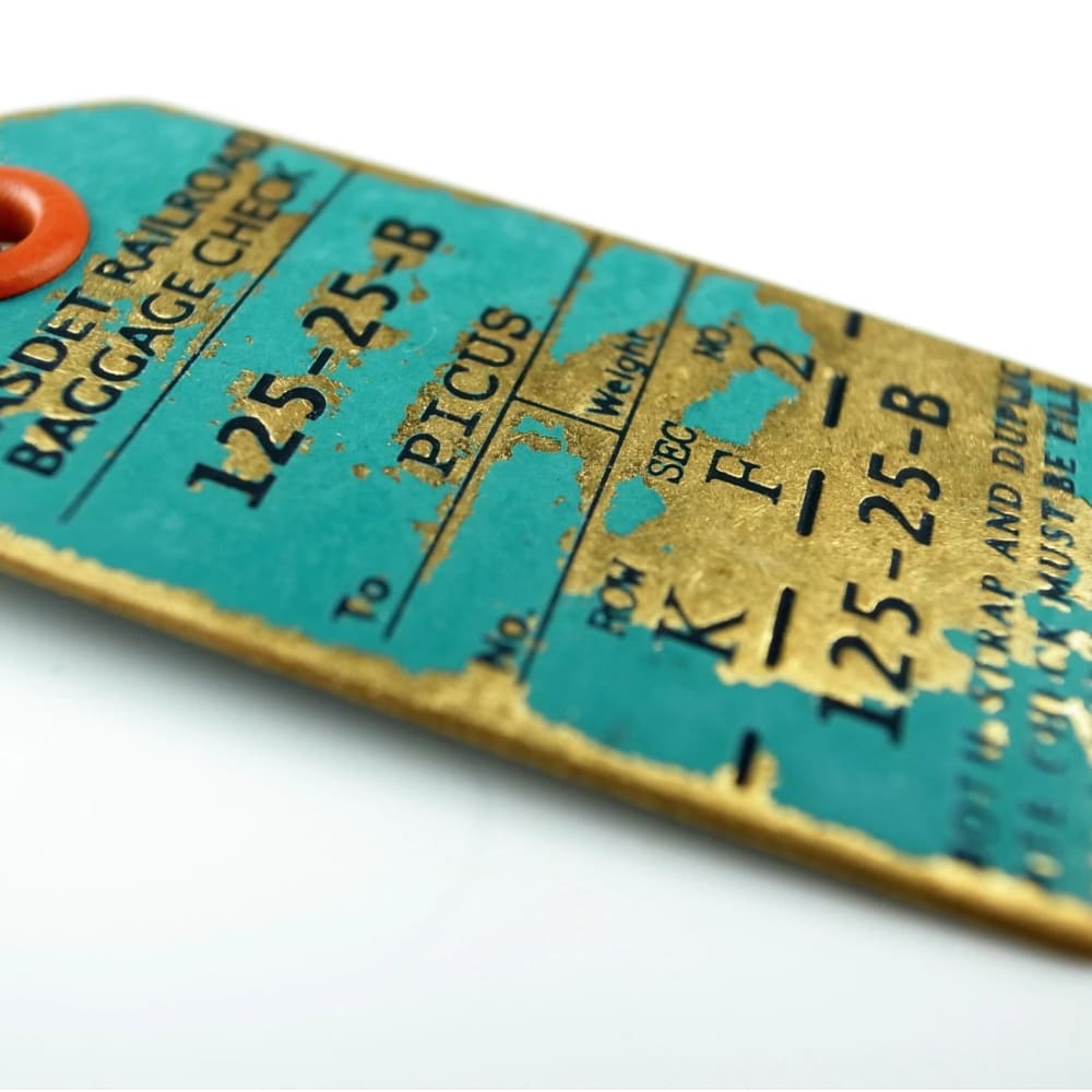 Étiquette de Bagage Laiton Vert Cendré - CHARMS