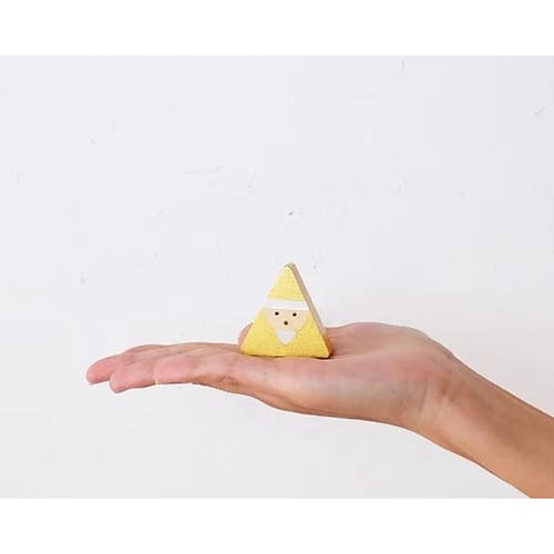 Figurine en Bois triangulaire - Père Noël - Doré - FIGURINES EN BOIS