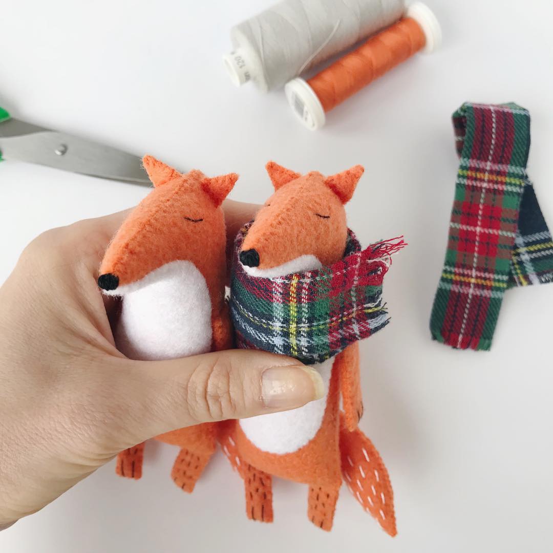 Plush - Fox with tartan scarf
