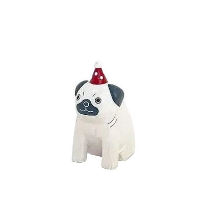 Wooden Figurine – Pug – Christmas