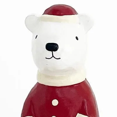 Wooden figurine – Polar bear Santa Claus with heart