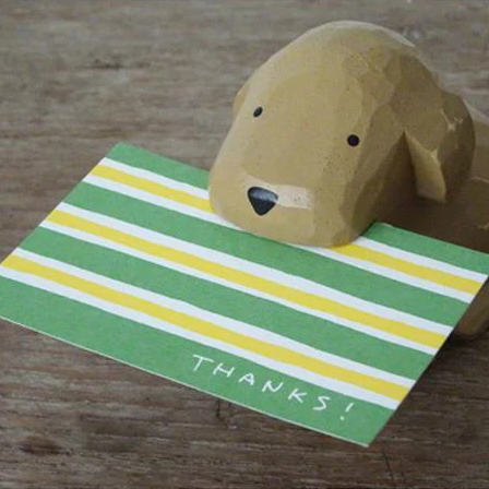 Wooden figurine – Brown toy poodle – Card holder