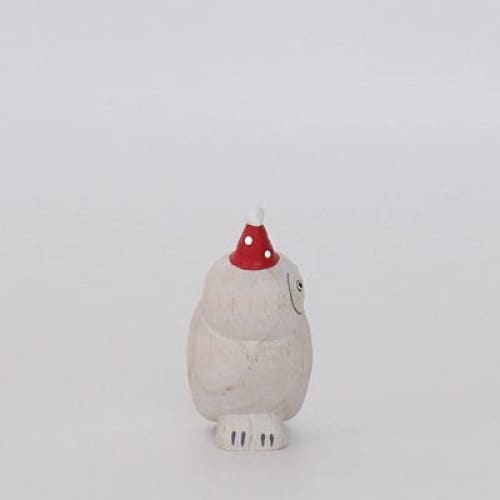 Figurine en bois - Parent chouette avec chapeau de fête - FIGURINES EN BOIS